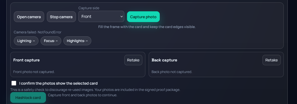 Step 3 screenshot for camera capture